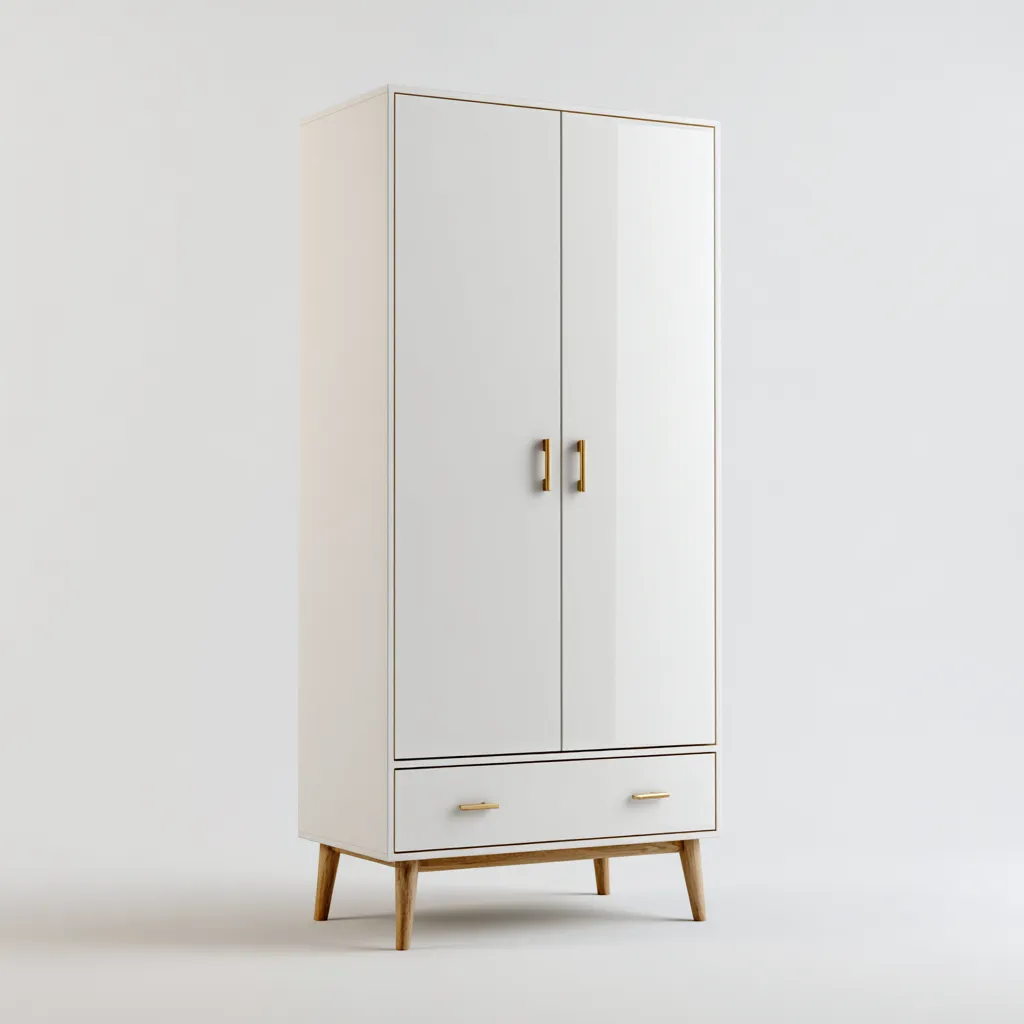 Armoire blanc panneaux bois 90x50x175 cm - design moderne-Villaoliq