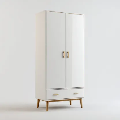 Armoire blanc panneaux bois 90x50x175 cm - design moderne-Villaoliq