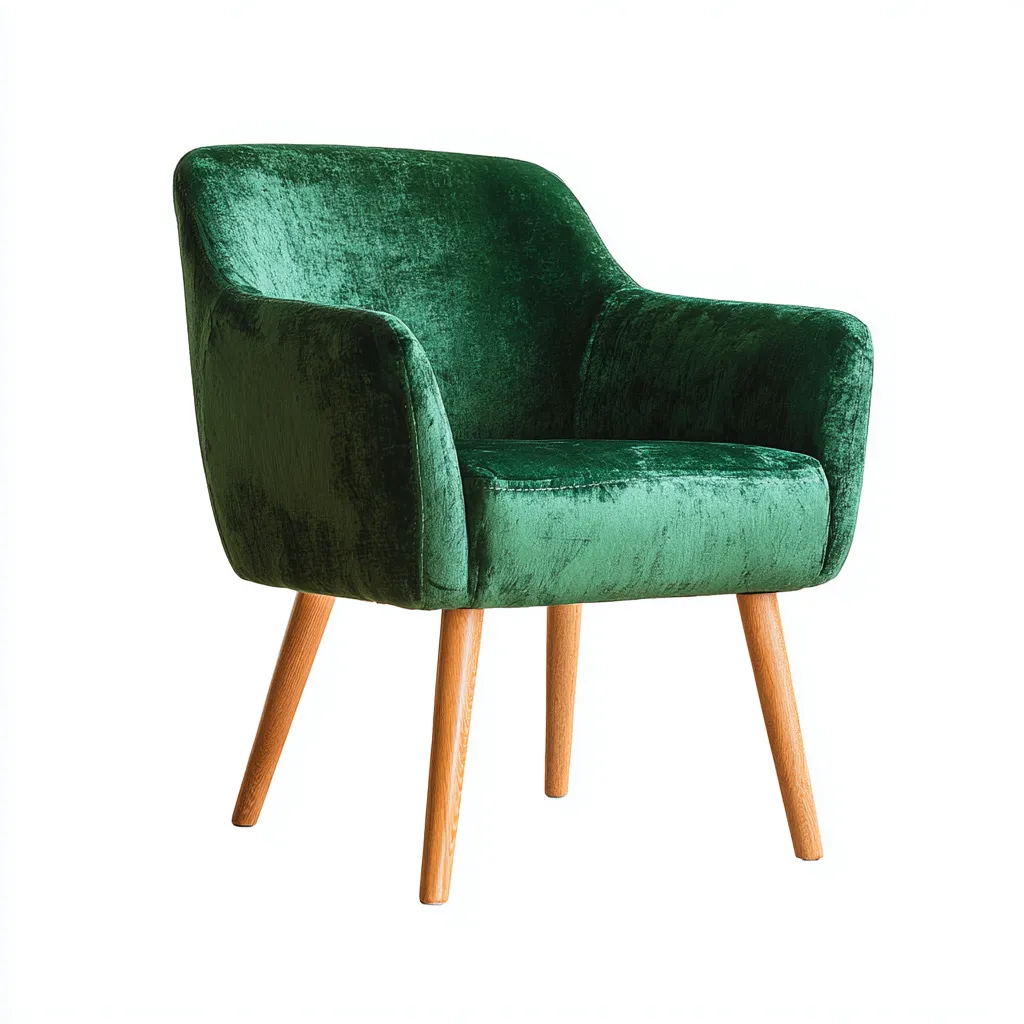 Fauteuil Velours-Bois 70x65x85 cm - Vert-Bois naturel - Design moderne-Villaoliq