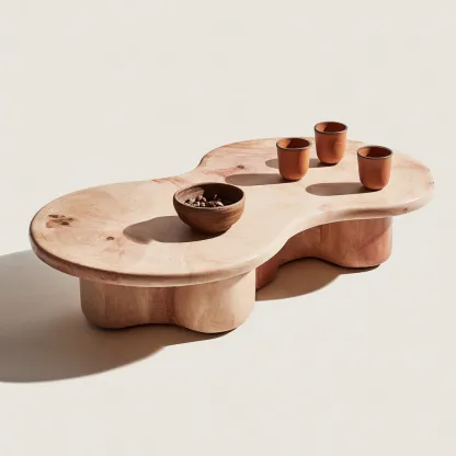 Table basse Bois 120x60x30 cm - Bois naturel - Design organique-Villaoliq