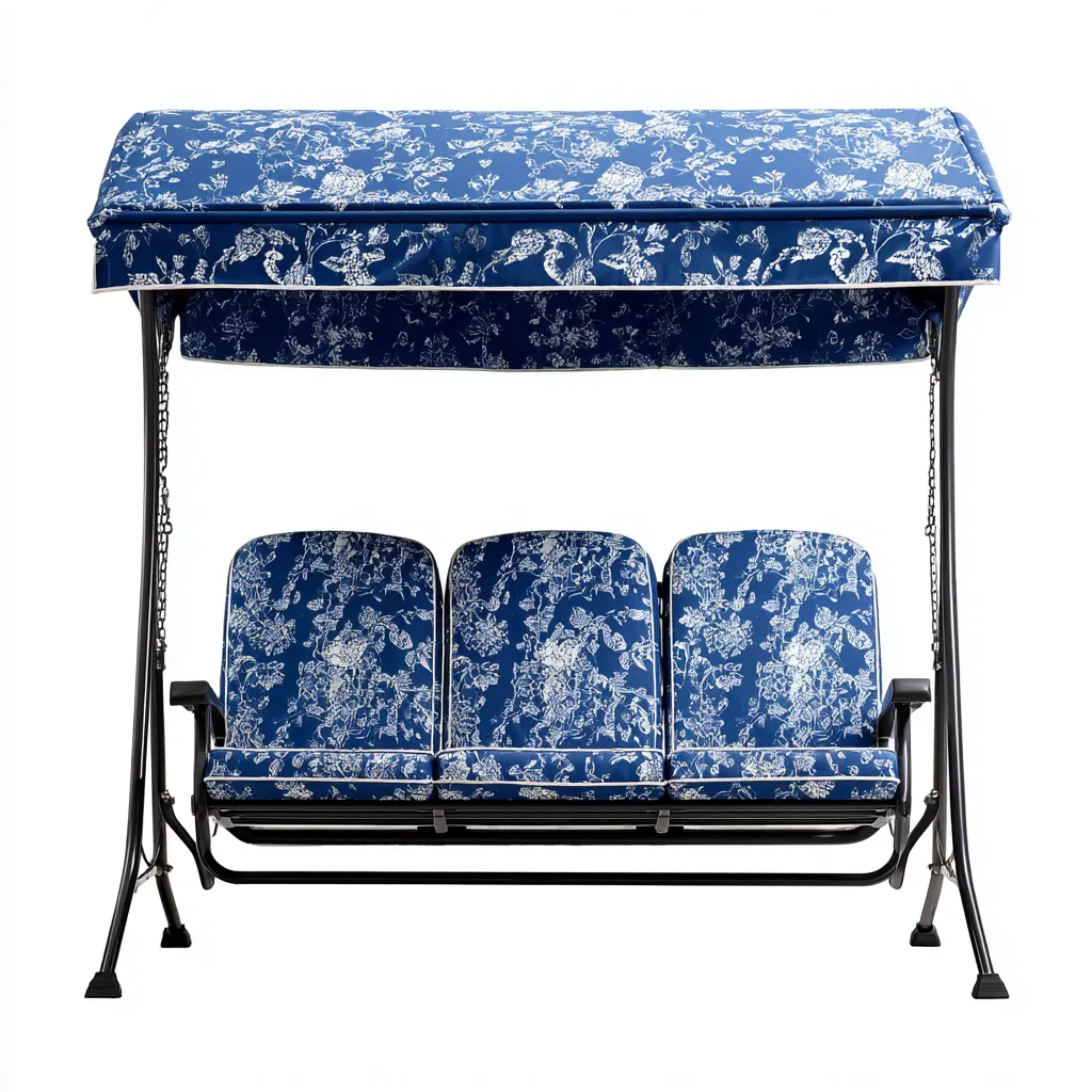 Dondolo de jardin 200x120x170 cm - bleu imprimé - design moderne-Villaoliq