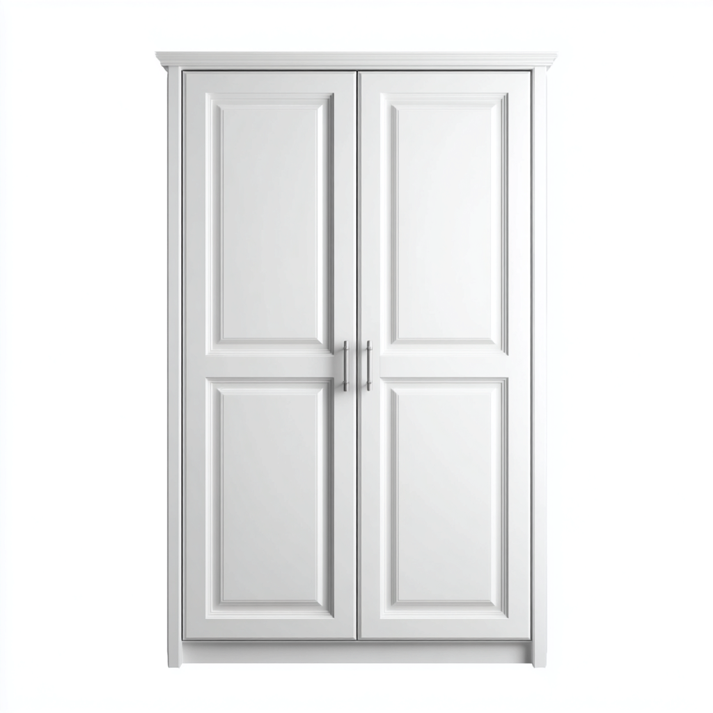 Armoire bois 180x100x55 cm - blanc - design classique adaptée à la chambre-Villaoliq