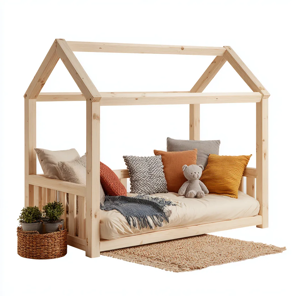 Lit enfant 200x100x160 cm - bois naturel - design moderne-Villaoliq