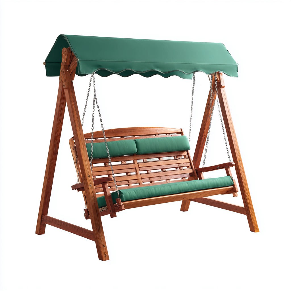 Dondolo de jardin 210x130x180 cm - vert-bois naturel - design moderne-Villaoliq