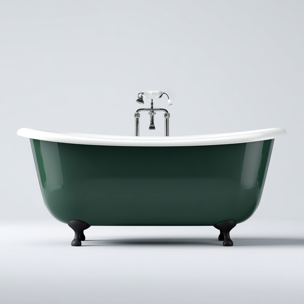 Baignoire sur pieds 170x75x60 cm - vert-blanc - style classique pour salle de bain-Villaoliq