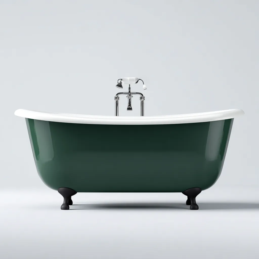 Baignoire sur pieds 170x75x60 cm - vert-blanc - style classique pour salle de bain-Villaoliq