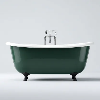 Baignoire sur pieds 170x75x60 cm - vert-blanc - style classique pour salle de bain-Villaoliq