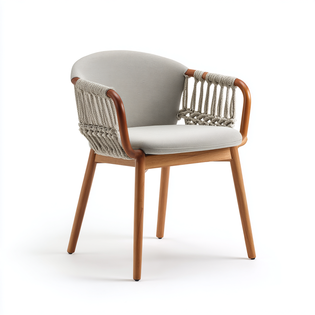 Fauteuil de jardin bois-tissu 63x58x80 cm - design tressé-Villaoliq