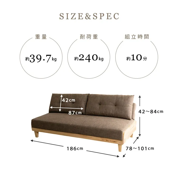 ソファーベッド ソファー 2人掛け 北欧 おしゃれ 3人掛け ソファベッド 脚付き 木製 リクライニング 北欧風ソファベッド 3P かわいい 3人 肘なし ファブリック 2.5人掛け
