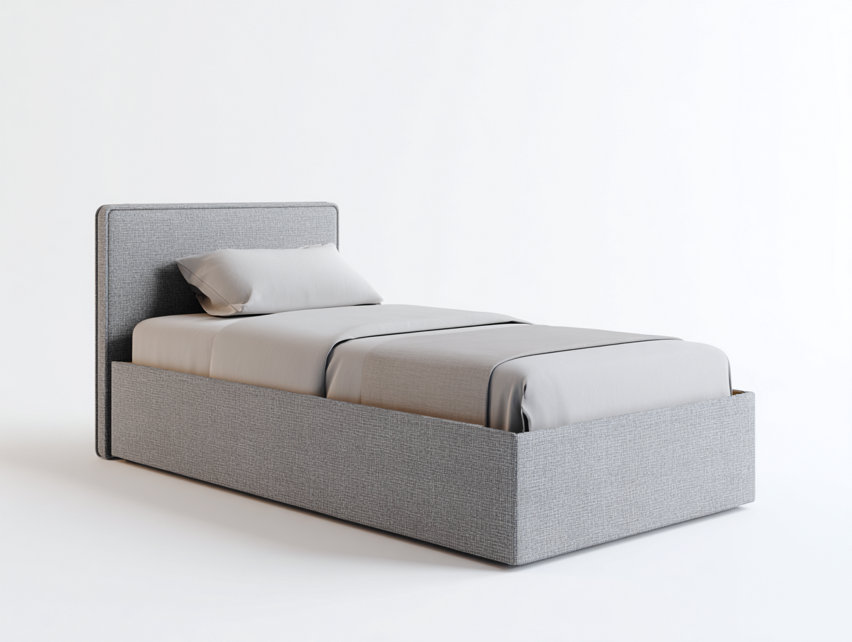 Lit simple en tissu 200x90x95 cm - gris - style moderne-Graceix