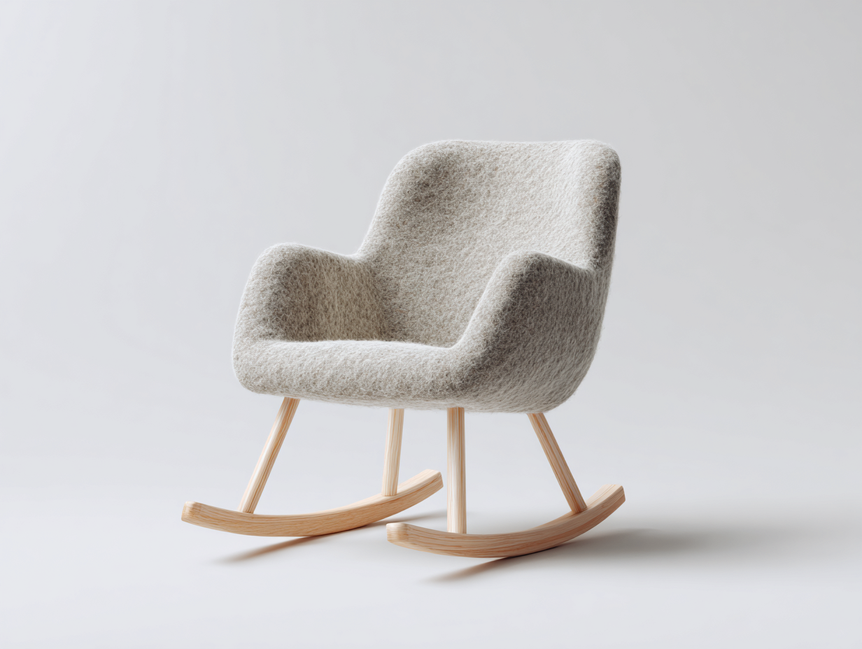 Fauteuil à bascule en tissu 78x82x96 cm - beige clair-bois naturel - fauteuil relax pour salon-Graceix