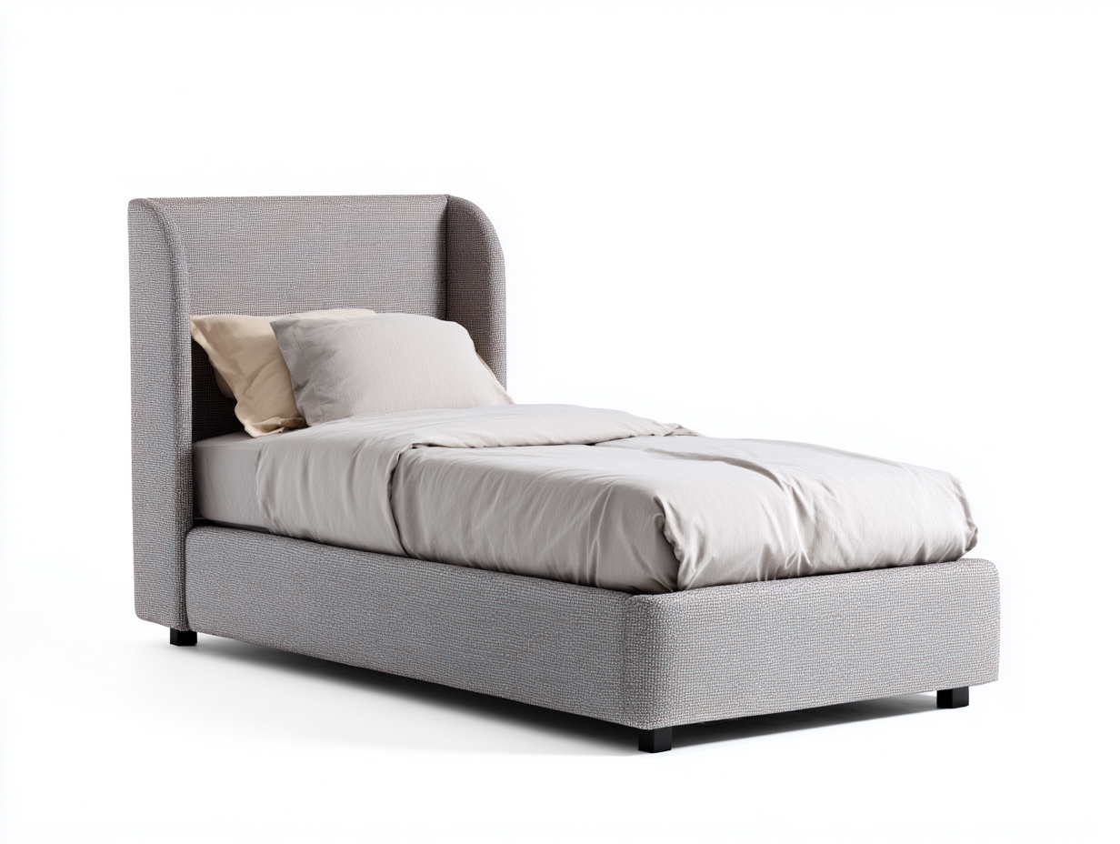 Lit simple en tissu 210x100x110 cm - Gris clair - Adapté à la chambre - Style contemporain-Graceix