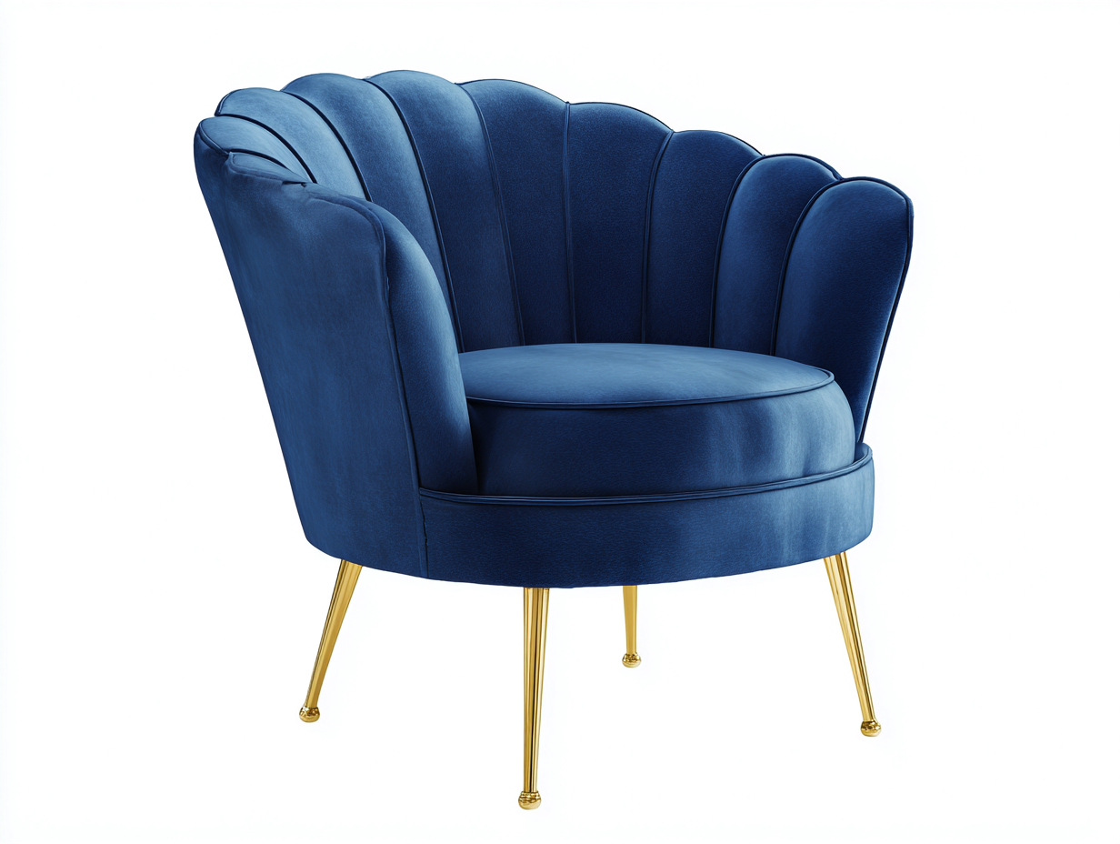 Fauteuil en tissu 75x75x80 cm - bleu-or - fauteuil de salon au style élégant-Graceix