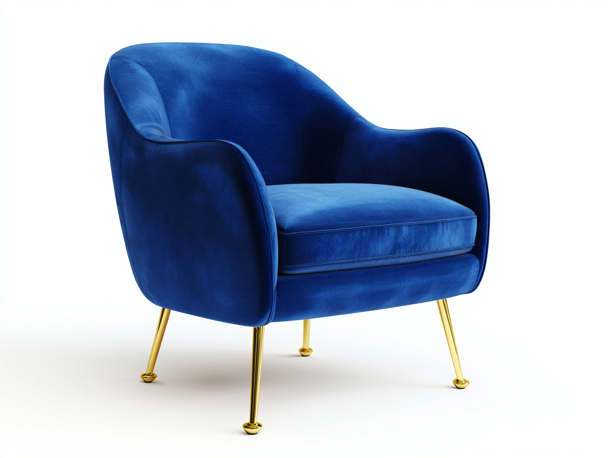Fauteuil en tissu 80x75x85 cm - bleu-or - style contemporain-Graceix