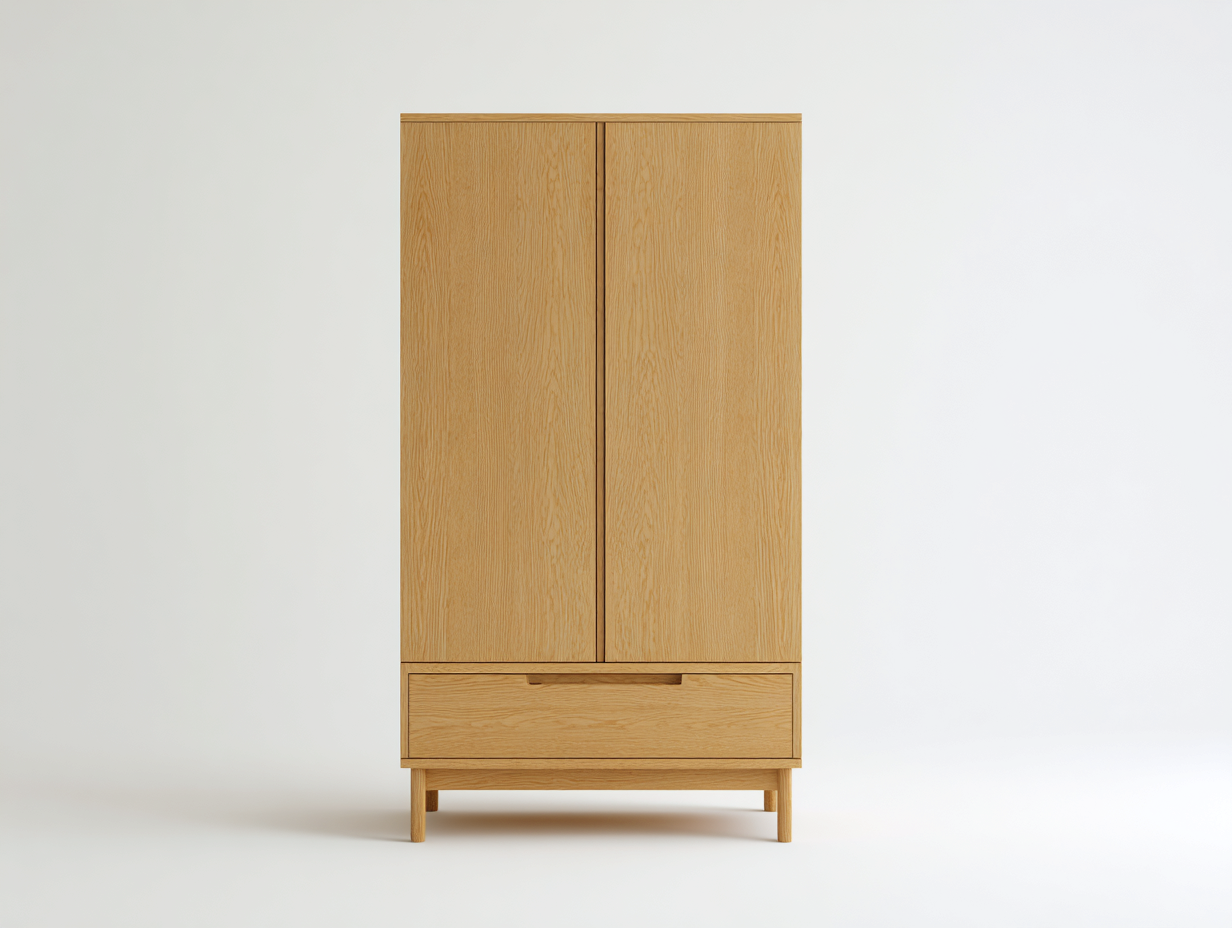Armoire en bois 90x50x180 cm - naturel - style scandinave - pour chambre-Graceix