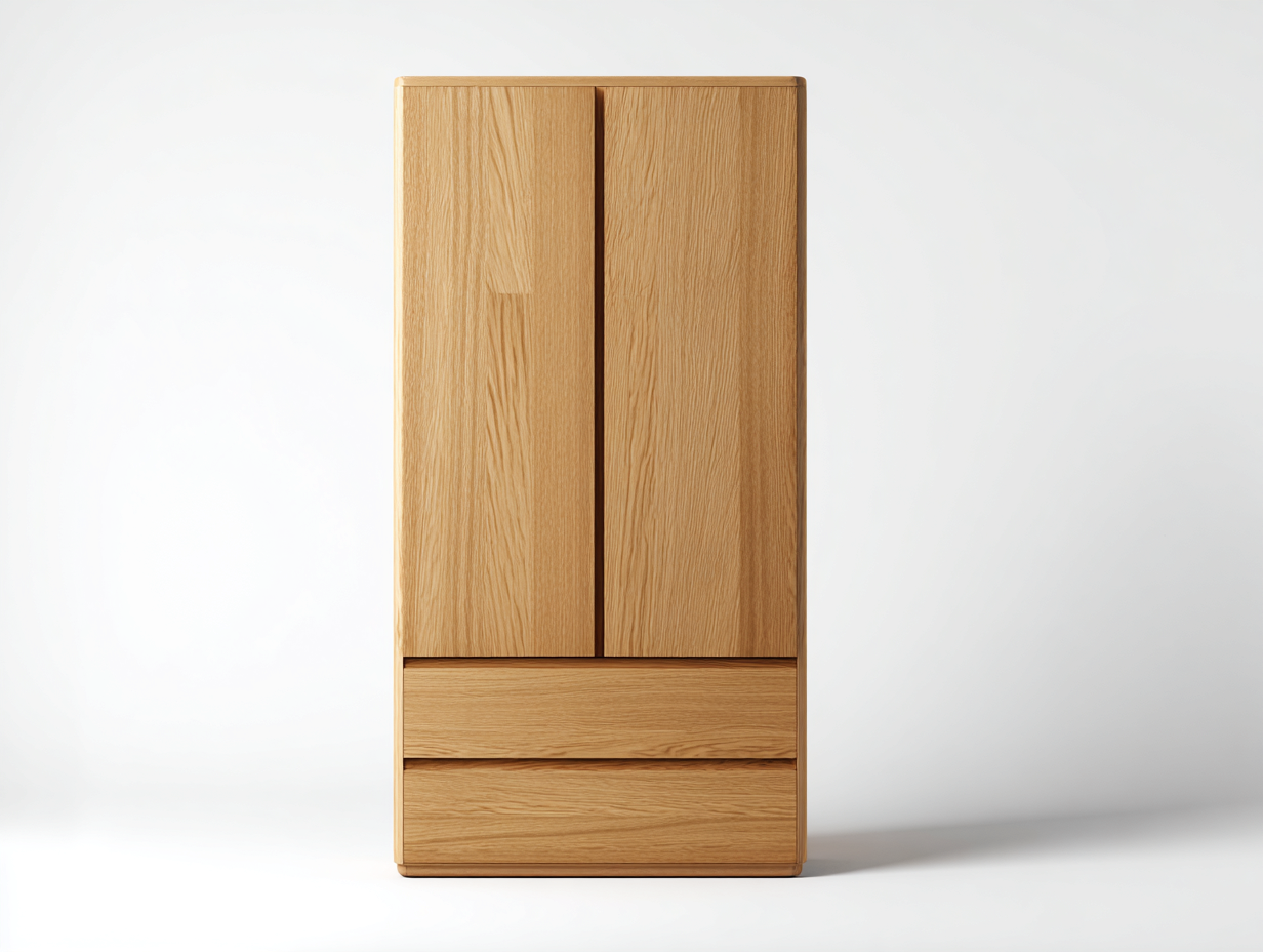 Armoire en bois 90x55x190 cm - bois naturel - rangement pour chambre- style scandinave-Graceix