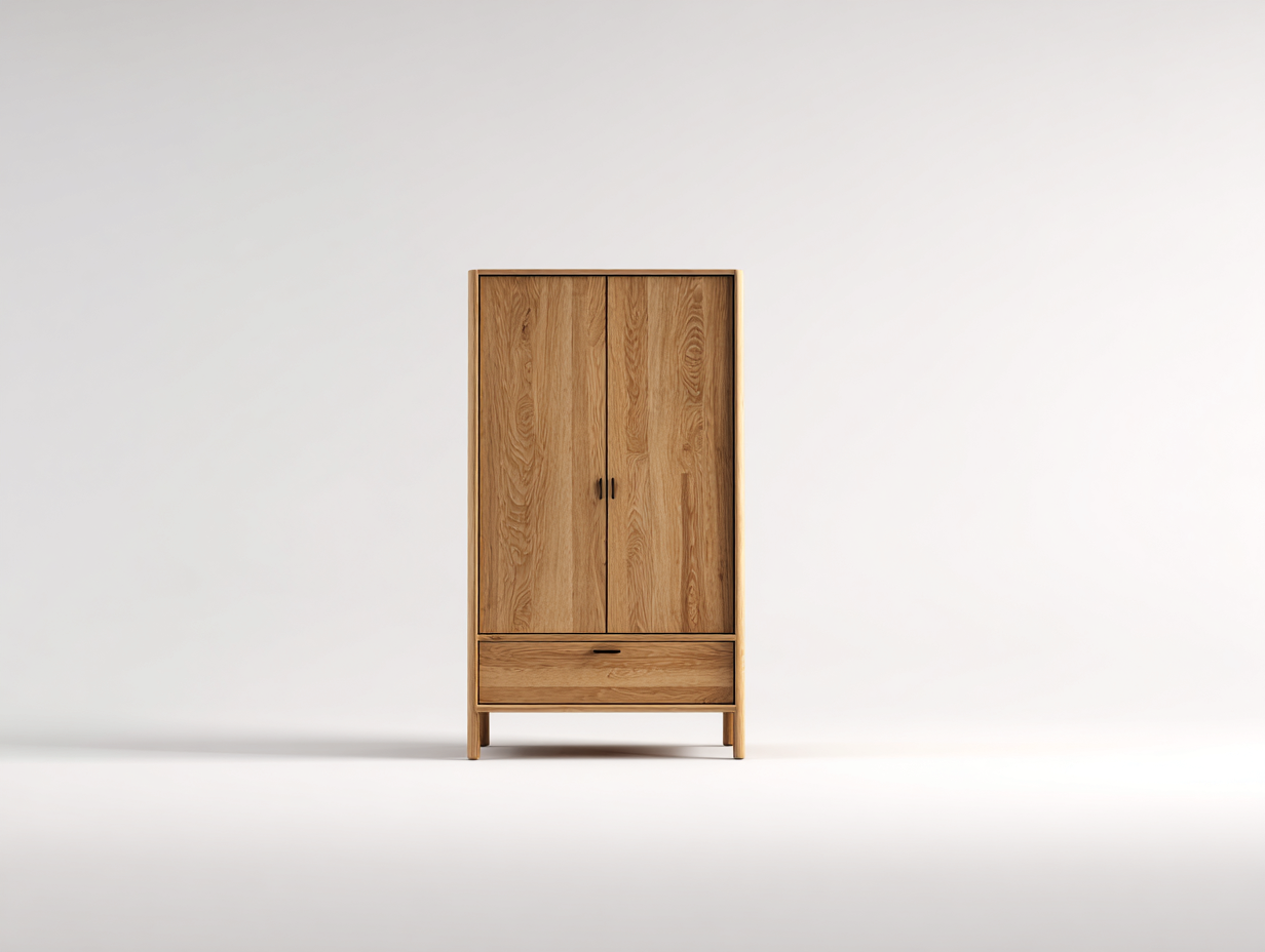 Armoire en bois massif 90x55x180 cm - bois naturel - armoire de rangement au style naturel-Graceix
