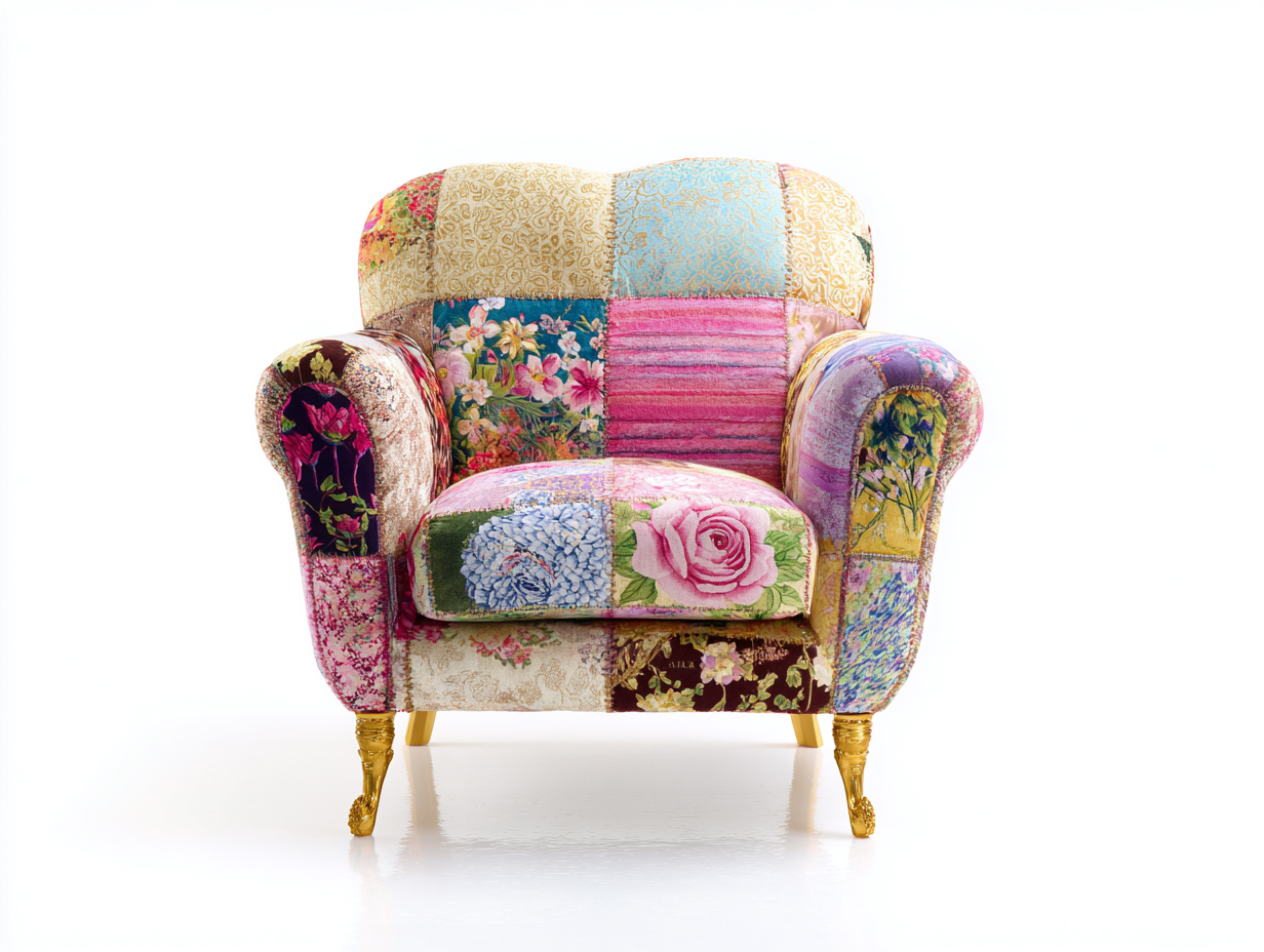 Fauteuil en tissu 80x85x90 cm - multicolore-or - fauteuil de salon au style artistique-Graceix