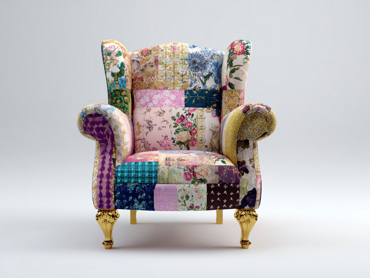 Fauteuil en tissu 85x80x95 cm - multicolore-or - design décoratif pour salon-Graceix