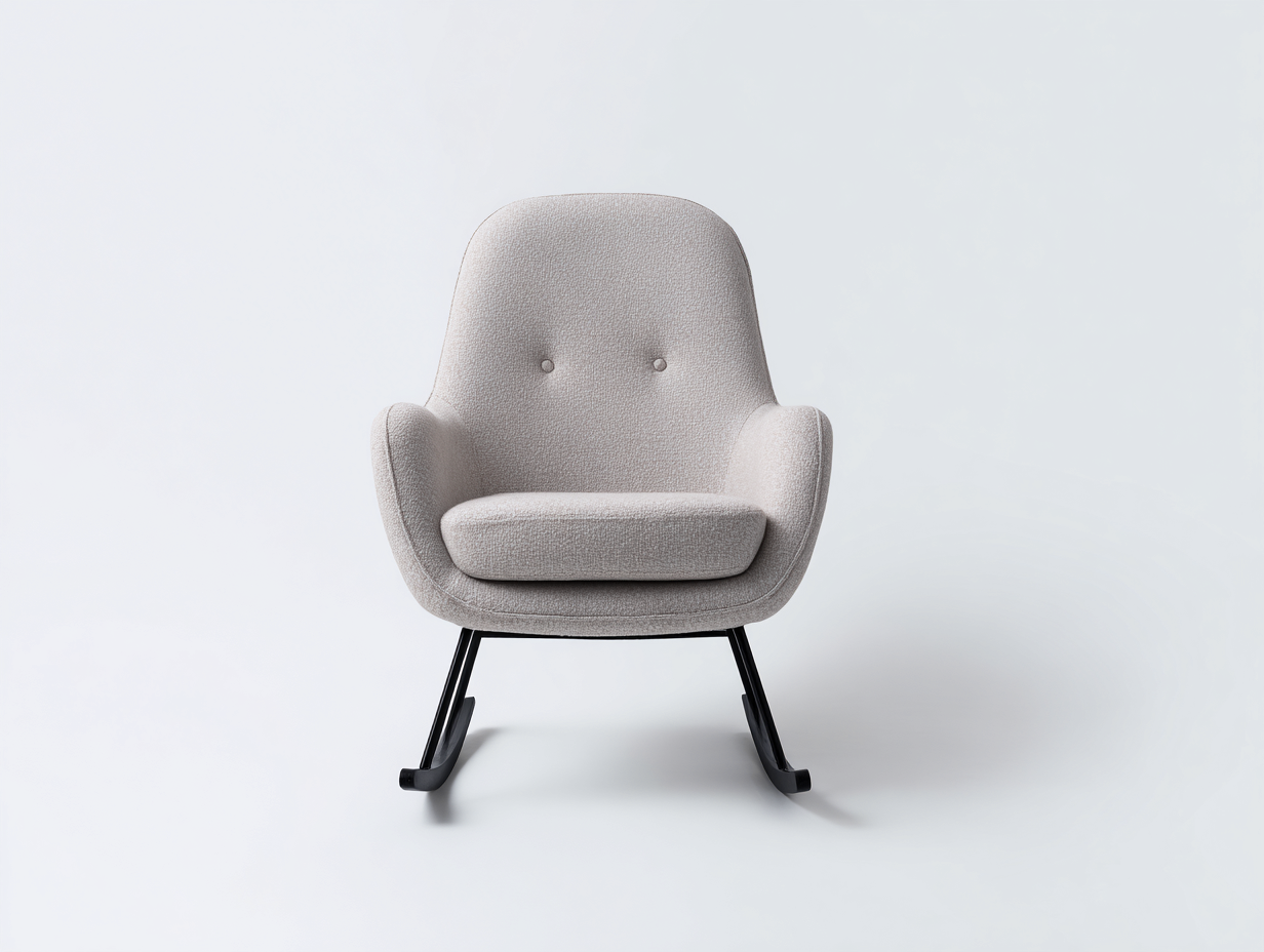 Fauteuil à bascule en tissu 75x85x95 cm - beige - style contemporain-Graceix