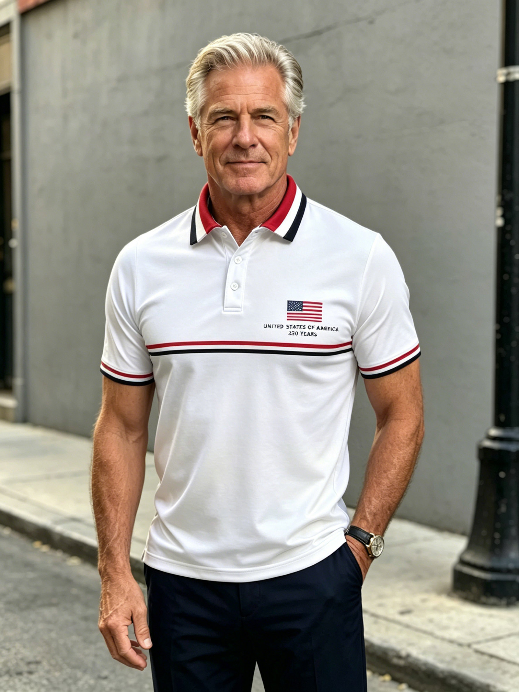 Men's Retro National Flag Print Casual Polo Shirt