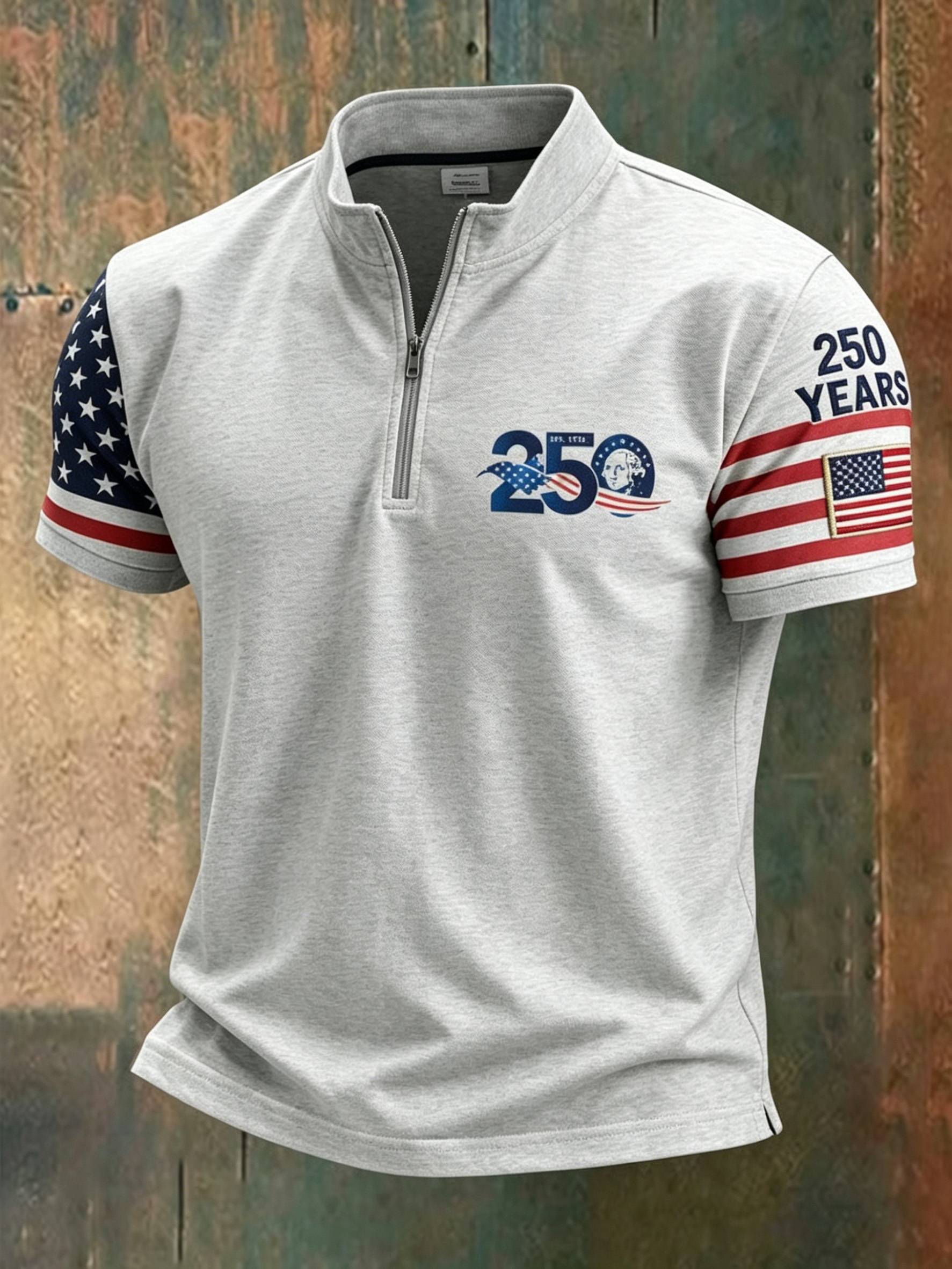 Men's Grey Anniversary Edition Casual Half-Zip Polo Shirt