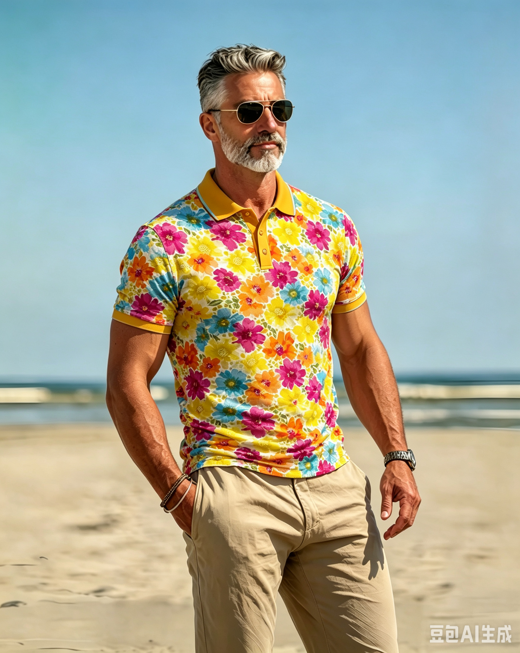 Cheerful Multicolor Flower Polo Shirt