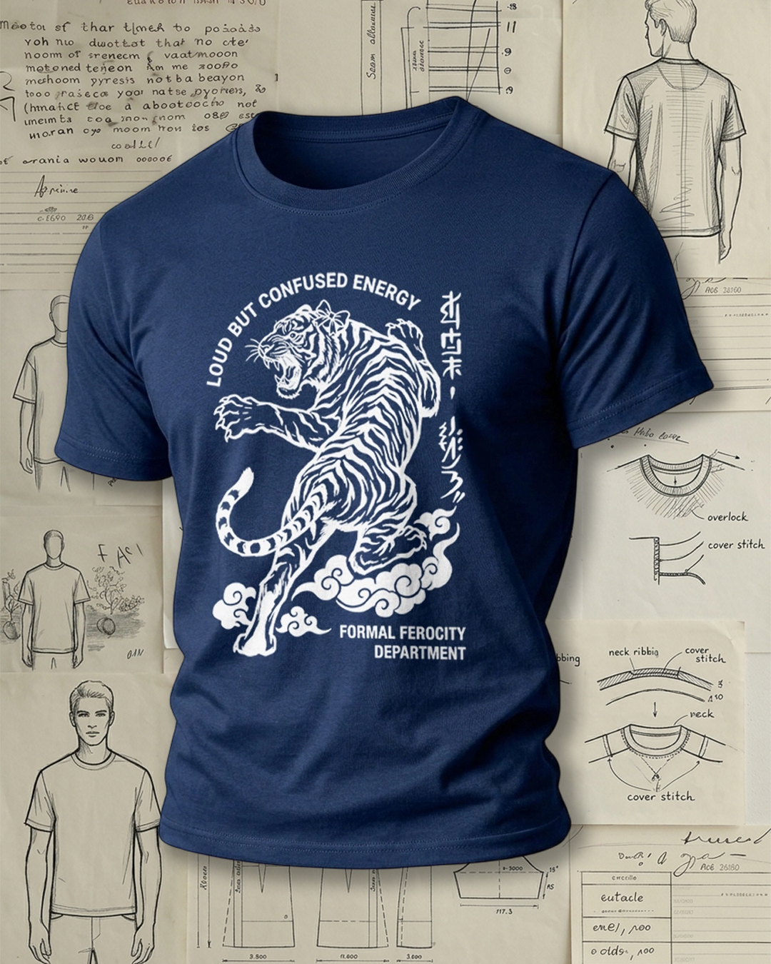 Jumping Tiger Print National Trend Street Unisex T-Shirt