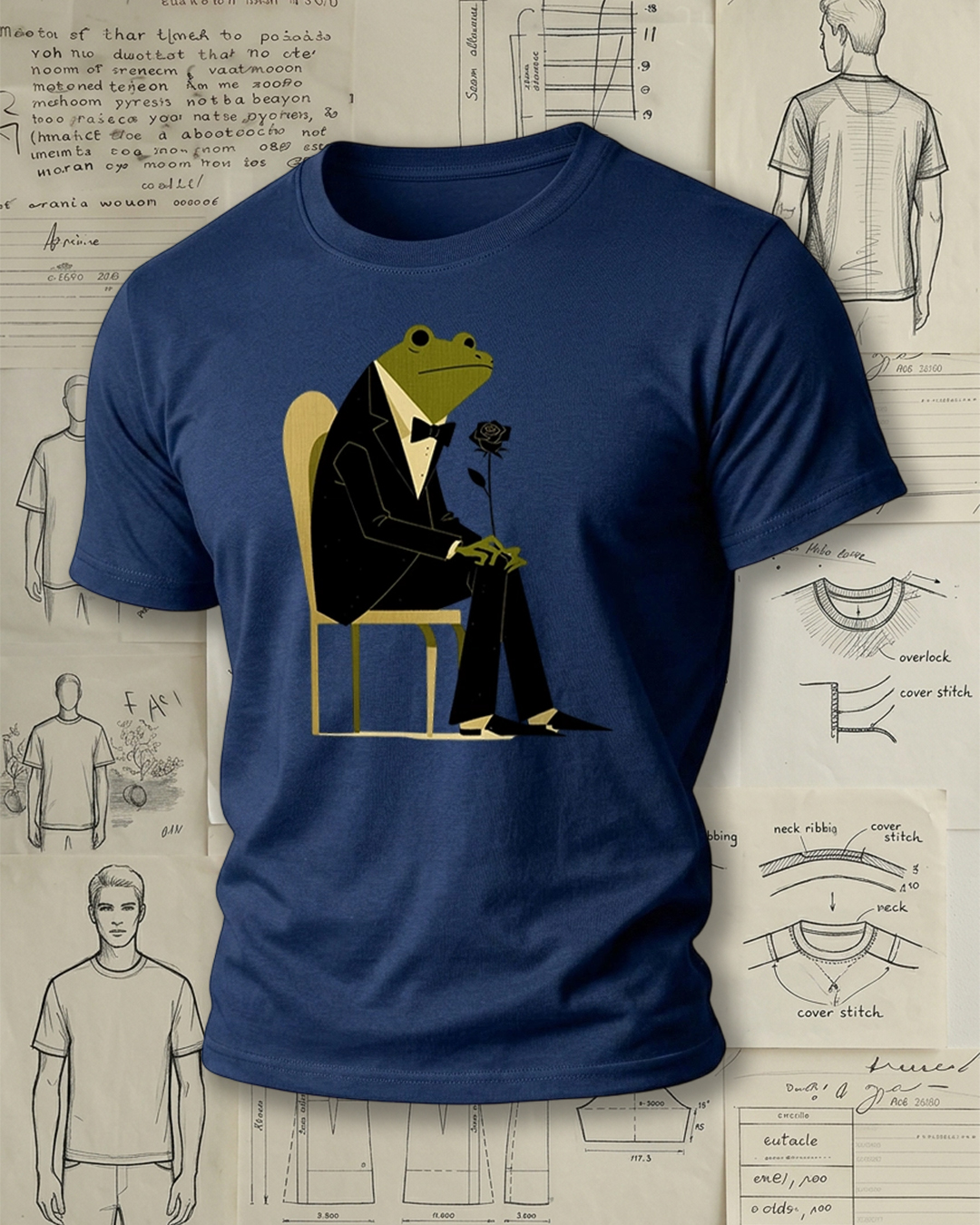 Frog in Tuxedo Holding a Rose Print Retro Cool Unisex T-Shirt