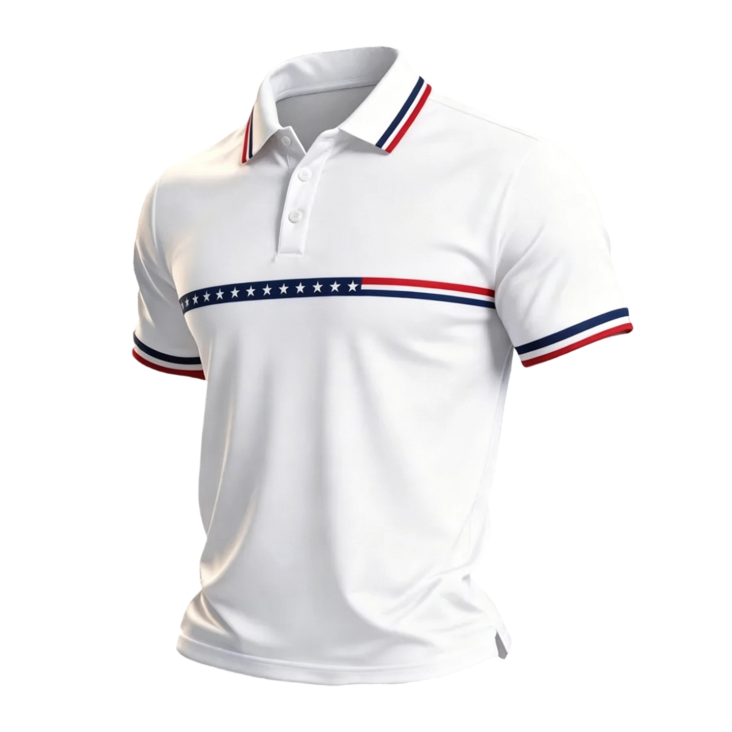Men's American Flag Inspired Star Stripe Polo, Patriotic Casual Short Sleeve