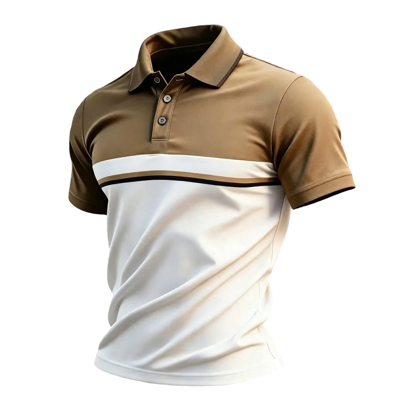 Men's Casual Two-Tone Tan & White Polo Shirt