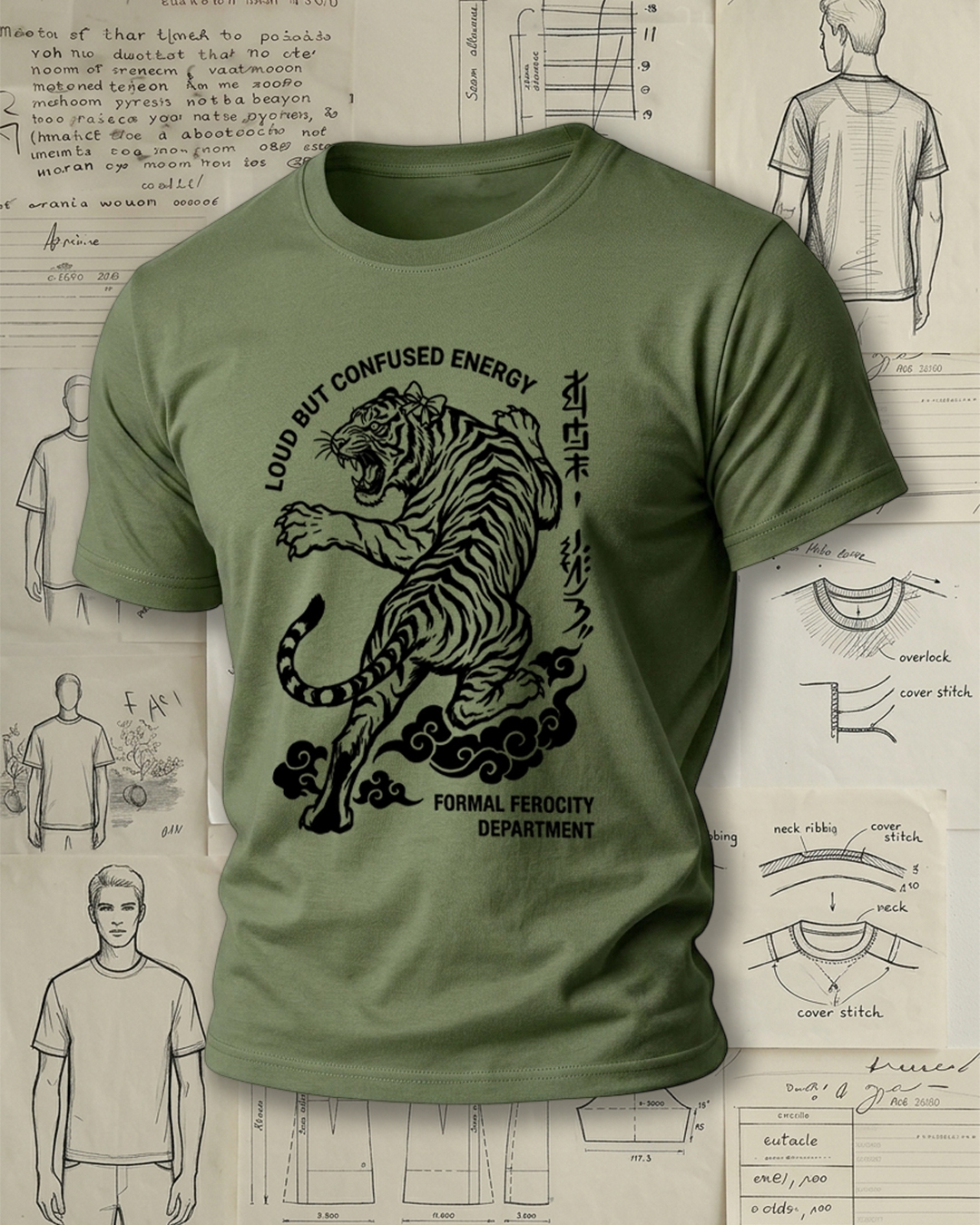 Jumping Tiger Print National Trend Street Unisex T-Shirt