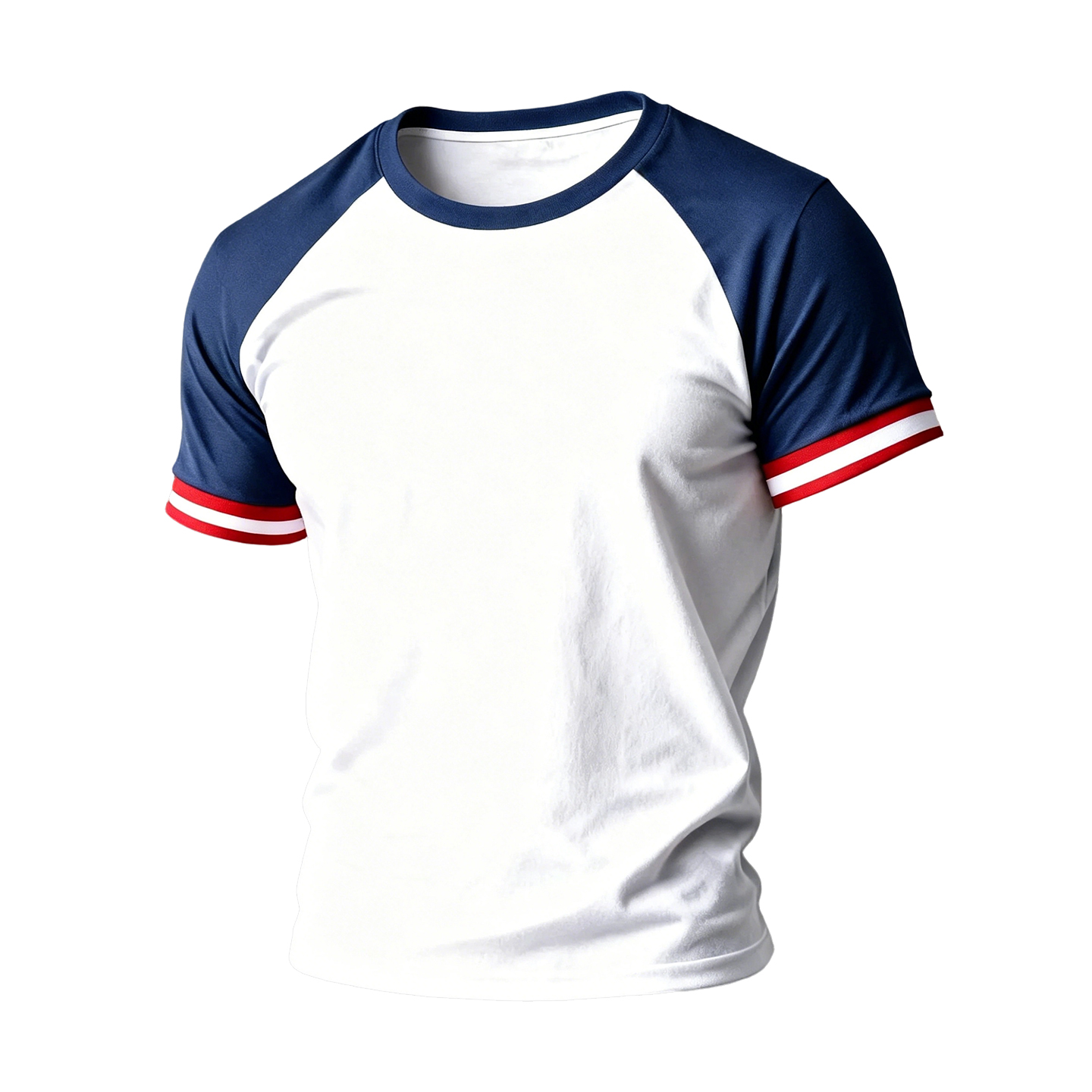 White & Navy Raglan Tee for Men, Retro Baseball Style