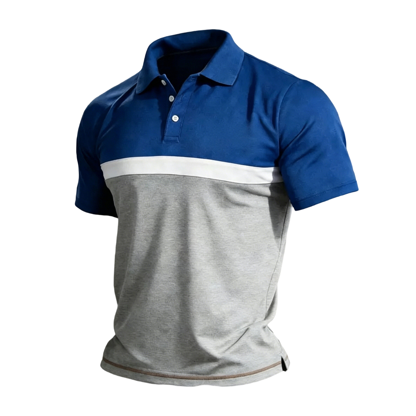 Men's Blue & Heather Gray Color Block Polo