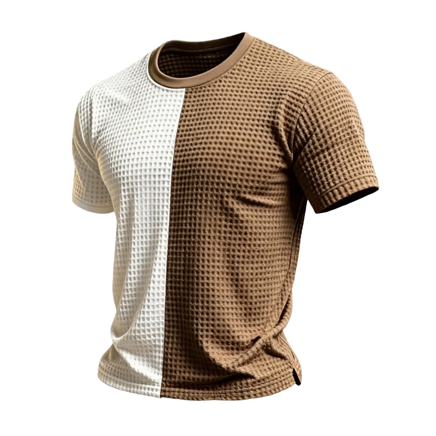 Casual Color Block Waffle Textured Tee for Mature Men