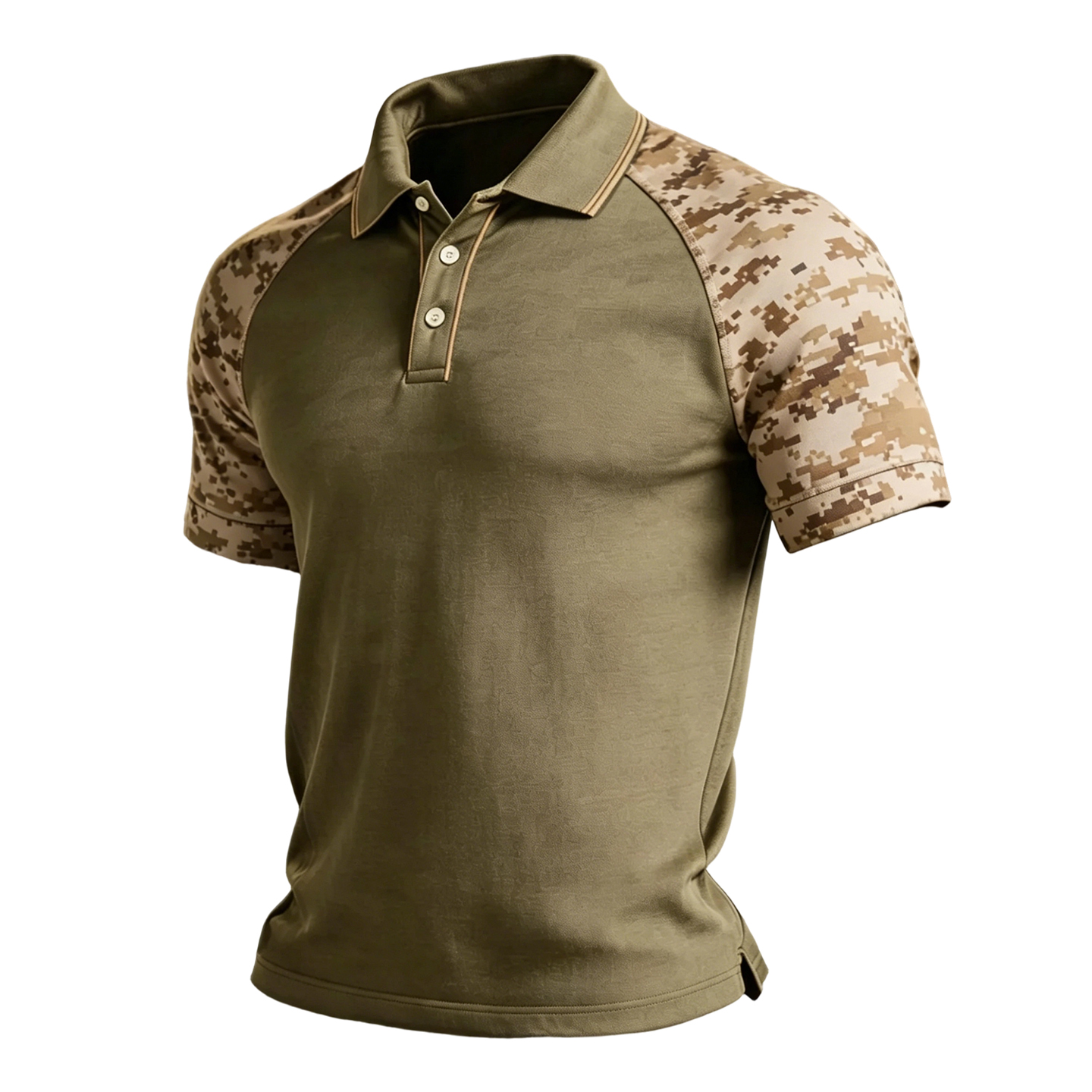 Outdoor Camouflage Contrast Sleeve Performance Polo
