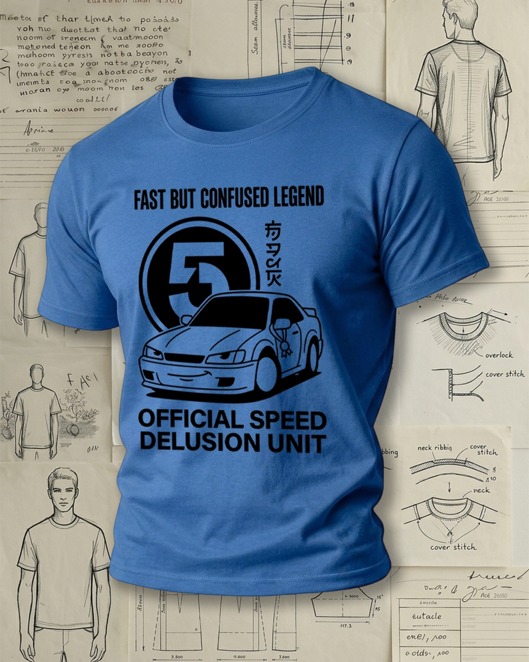Cartoon Racing Car Print Street Cool Unisex T-Shirt