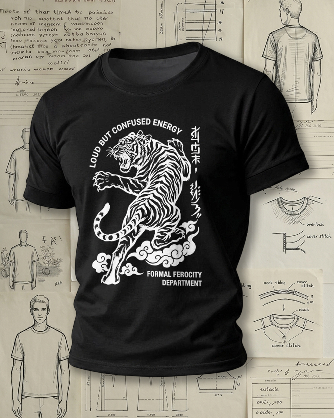 Jumping Tiger Print National Trend Street Unisex T-Shirt