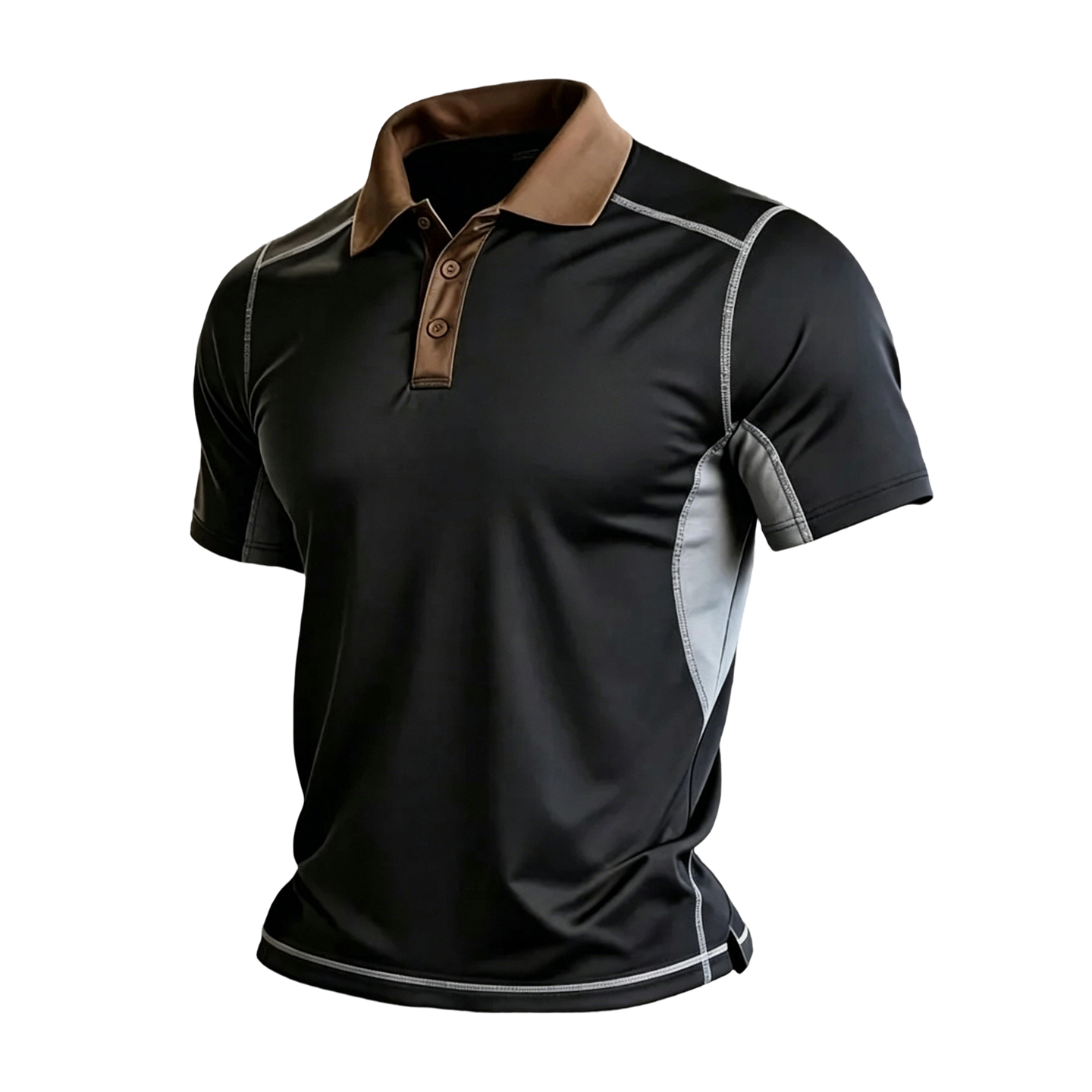 Men's Contrast Collar Black Polo Shirt