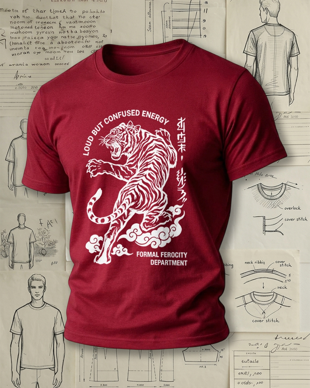 Jumping Tiger Print National Trend Street Unisex T-Shirt