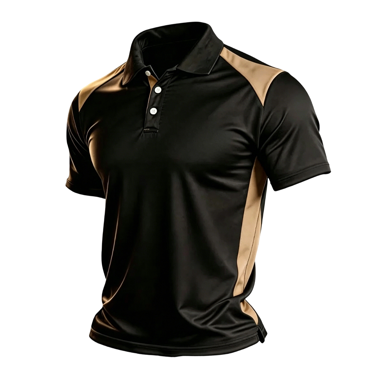 Sleek Black with Gold Accent Casual Performance Polo