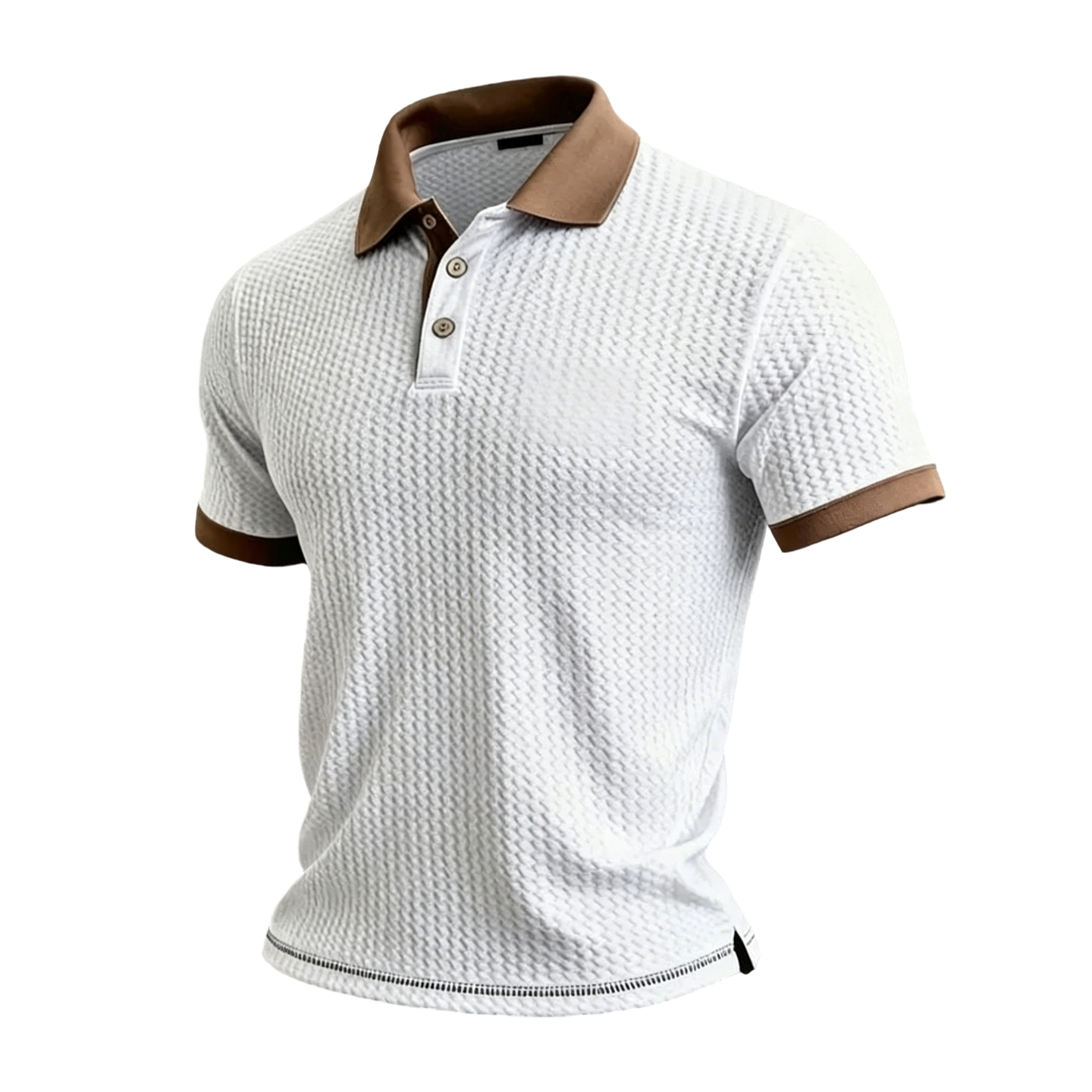Men's Textured Bubble Knit Short Sleeve Polo Shirt