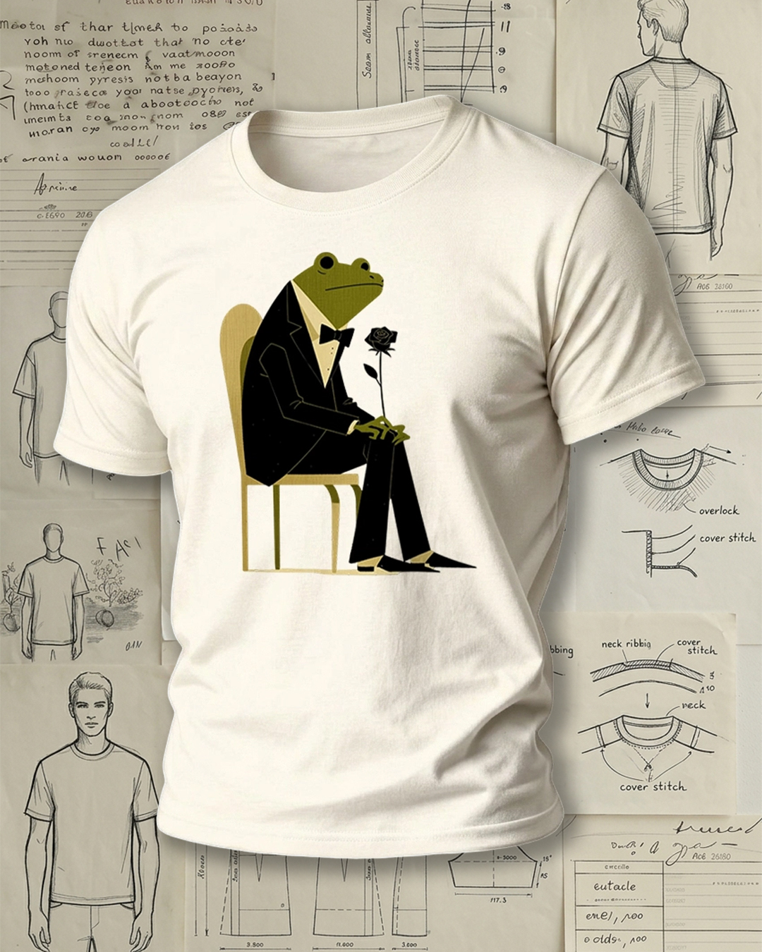 Frog in Tuxedo Holding a Rose Print Retro Cool Unisex T-Shirt