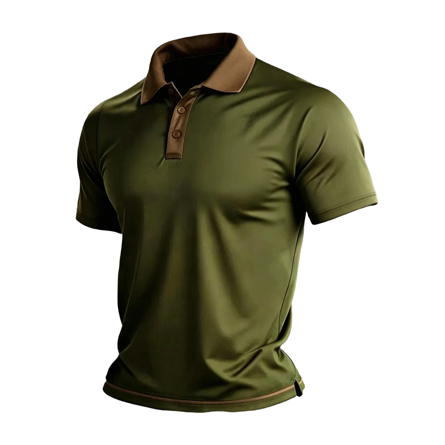 Men's Olive Green Contrast Collar Polo