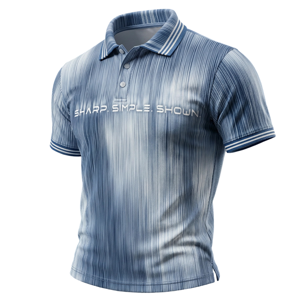 Blue Ombre Casual Collared Polo Shirt