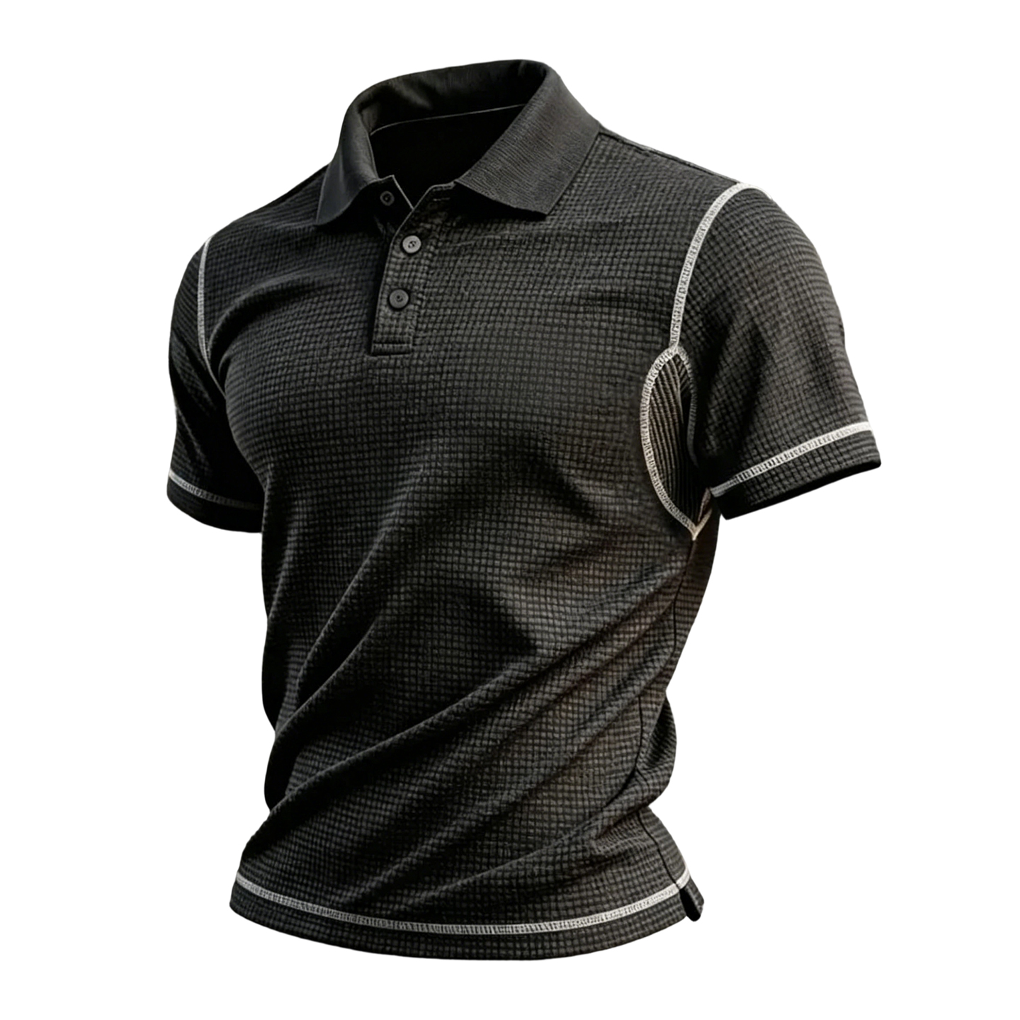 Men's Breathable Waffle Weave Short Sleeve Polo Shirt