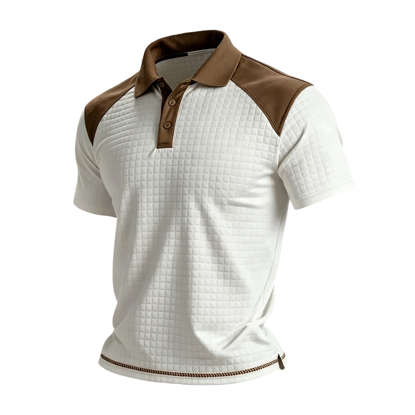 Casual Western Style Brown Contrast Collar Polo for Men