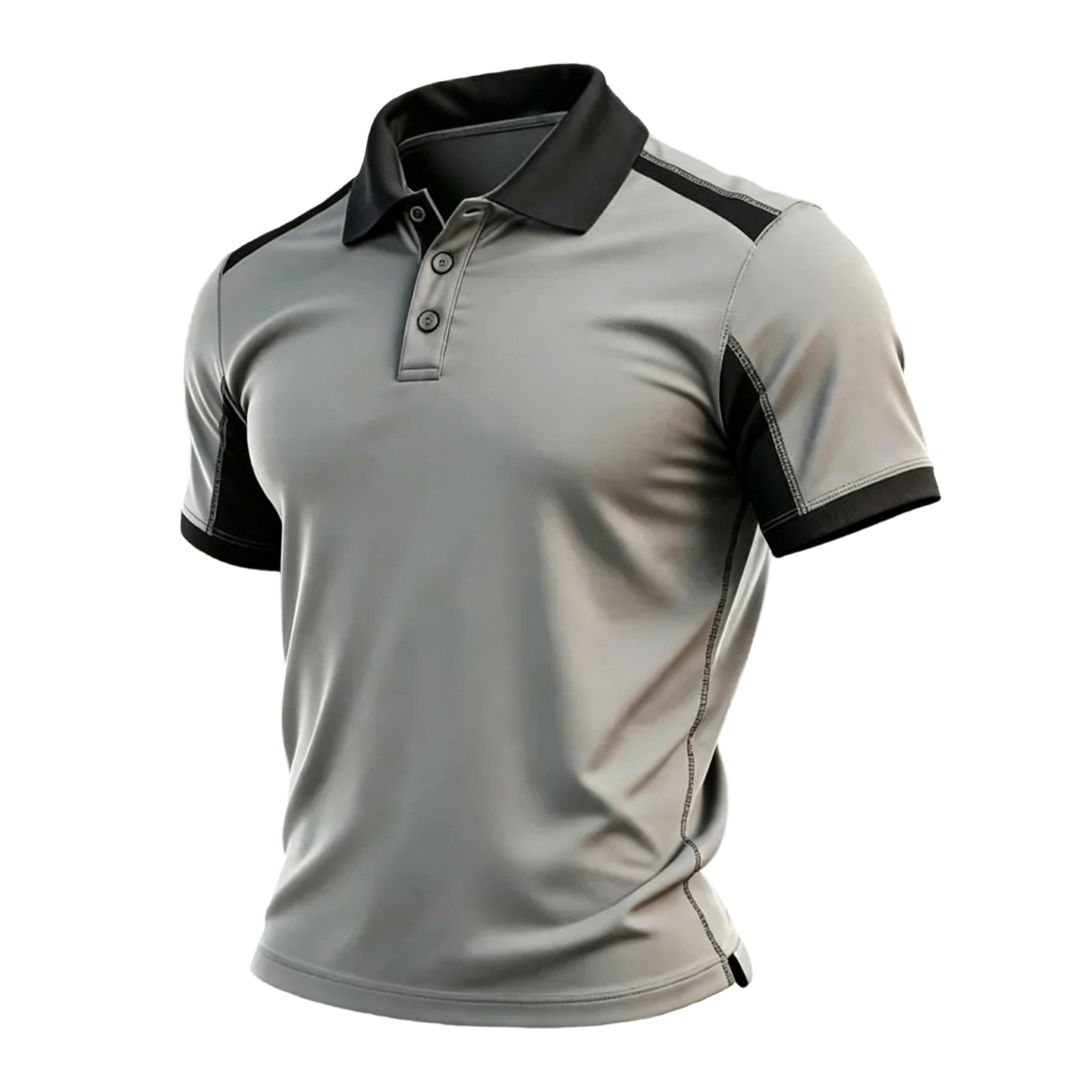 Casual Athletic Style Grey & Black Contrast Panel Polo