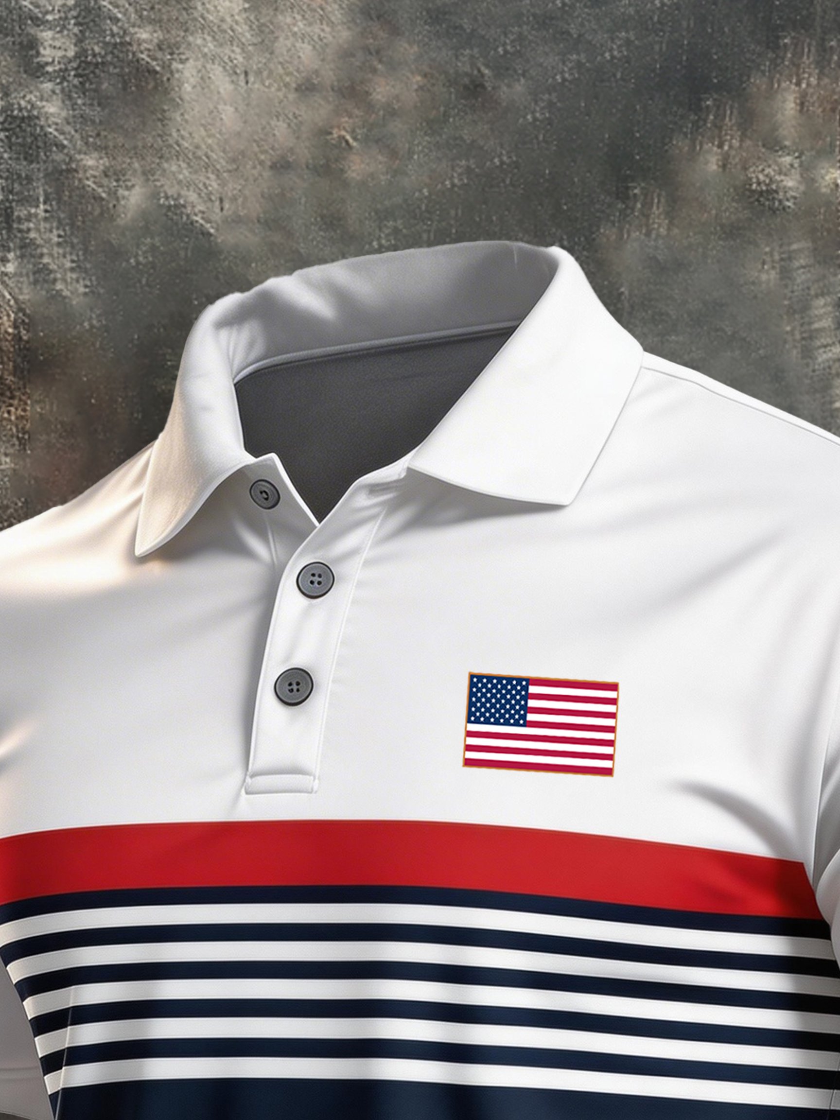 Men's Retro Patriot Color Block Polo Collar Short Sleeve