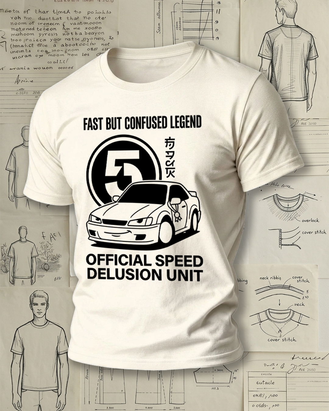 Cartoon Racing Car Print Street Cool Unisex T-Shirt